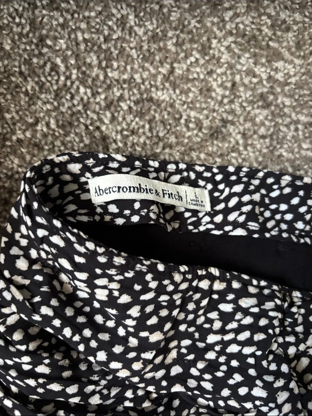 Abercrombie & Fitch Black and White Dot Ruffle Mini Skirt